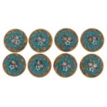 Set of eight 19th century brass buttons enamelled with flowers, each 1.8cm in diameter : For further