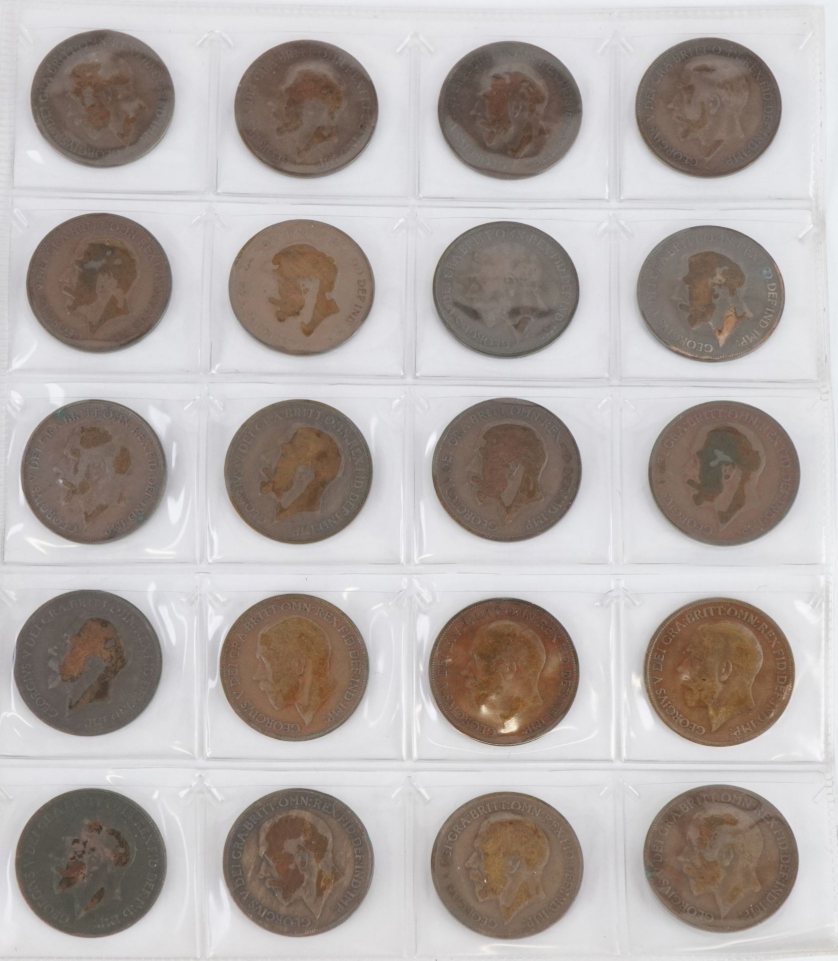 Collection of British and American coins arranged in a folder including half dollars and pennies : - Image 6 of 8