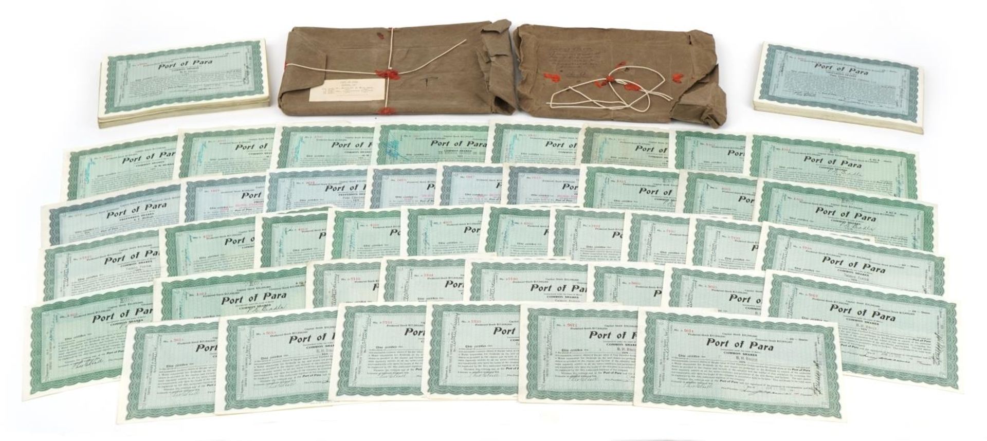 Extensive collection of early 20th century Port of Para share certificates : For further information