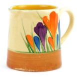Clarice Cliff, Art Deco Bizarre milk jug hand painted in the Crocus pattern, 6cm high : For