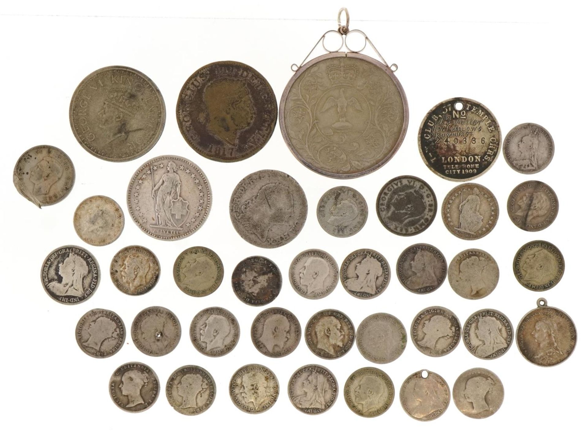 Antique and later British and world coinage, some silver, including 1977 commemorative crown with - Image 4 of 6