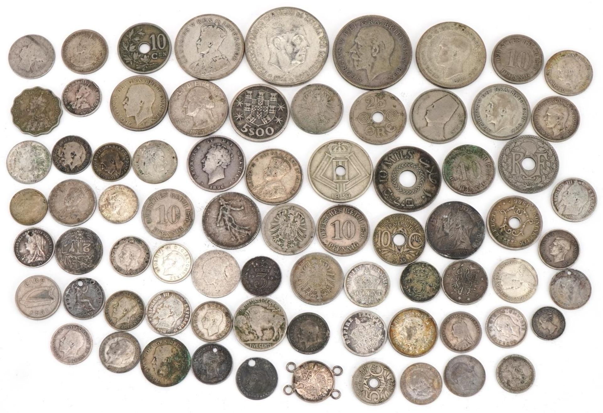 British and world coinage including one hundred ptas, half crowns and 1870 maundy twopence, 250g : - Image 4 of 6