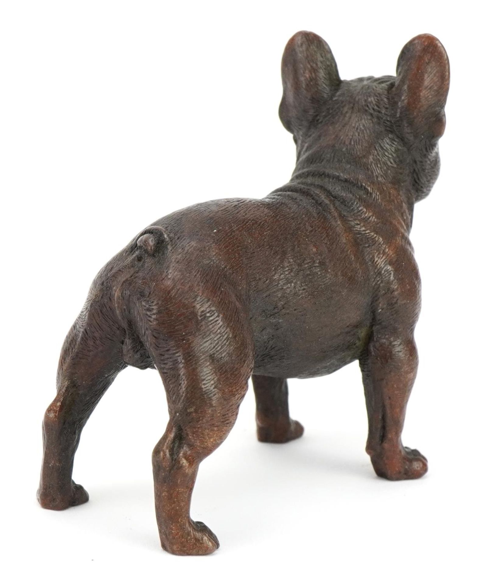 Patinated bronze standing French Bulldog, 8cm in length : For further information on this lot please - Image 2 of 3