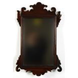 George III mahogany fret work wall mirror, 67.5cm x 41cm : For further information on this lot