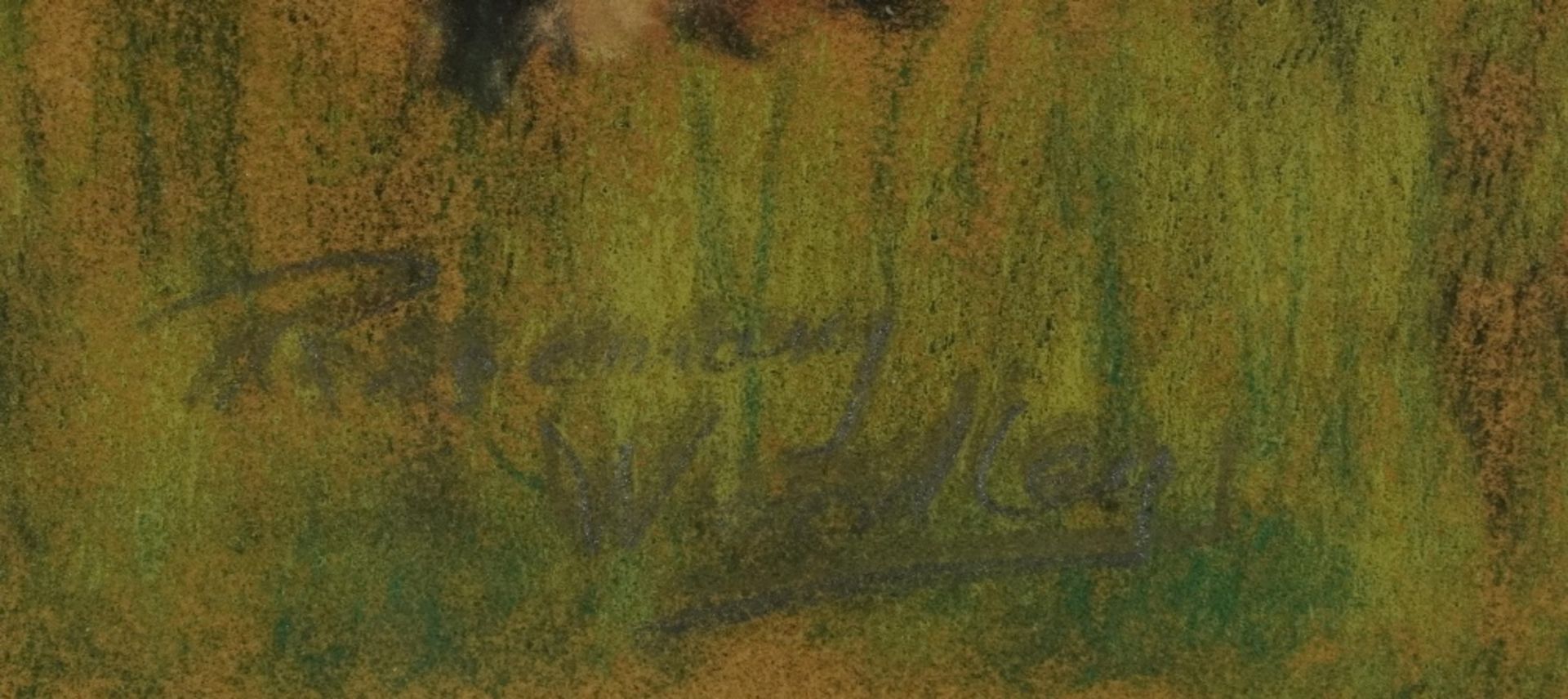 Study of two seated dogs, pastel, indistinctly signed, possibly Rosemary Woodley, mounted, framed - Image 3 of 4