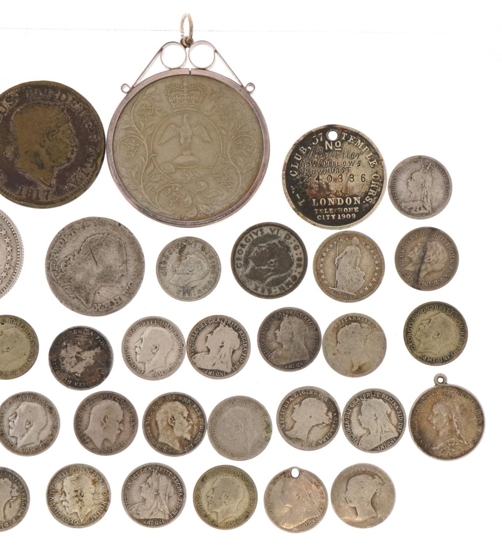 Antique and later British and world coinage, some silver, including 1977 commemorative crown with - Image 6 of 6
