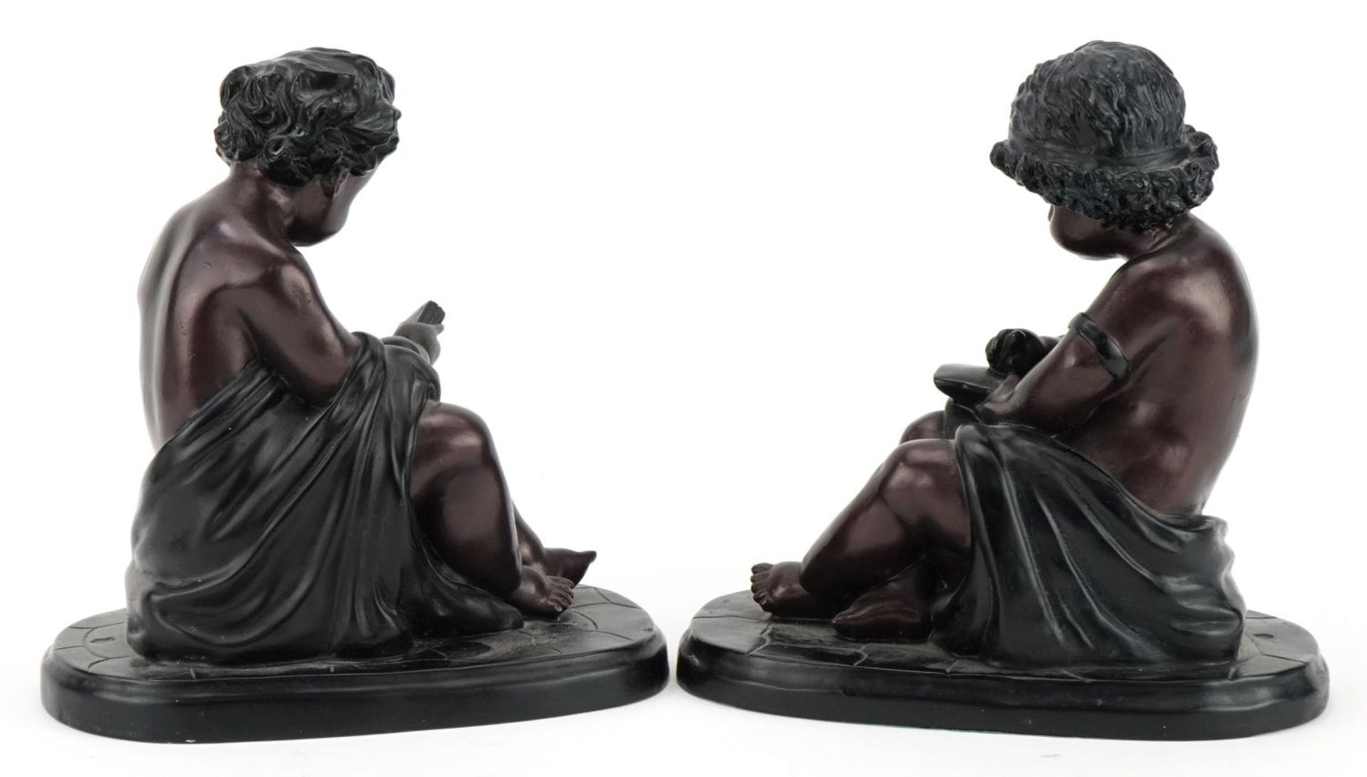 Pair of bronzed figures of nude children, each 18cm high : For further information on this lot - Image 2 of 3