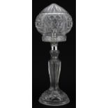 Cut glass two piece toadstool table lamp, 45cm high : For further information on this lot please