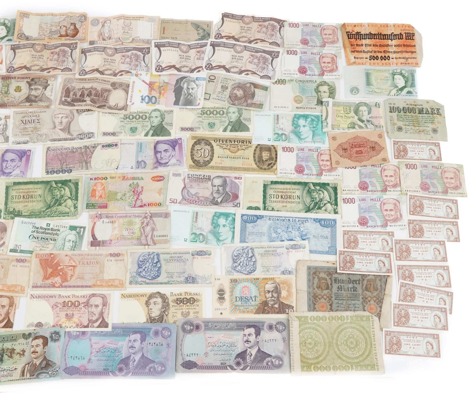 Collection of world banknotes including Bank of England ten shillings and German examples : For - Image 3 of 3