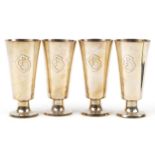 WMF, set of four German silver plated wine chalices with engraved monograms, each 17.5cm high :