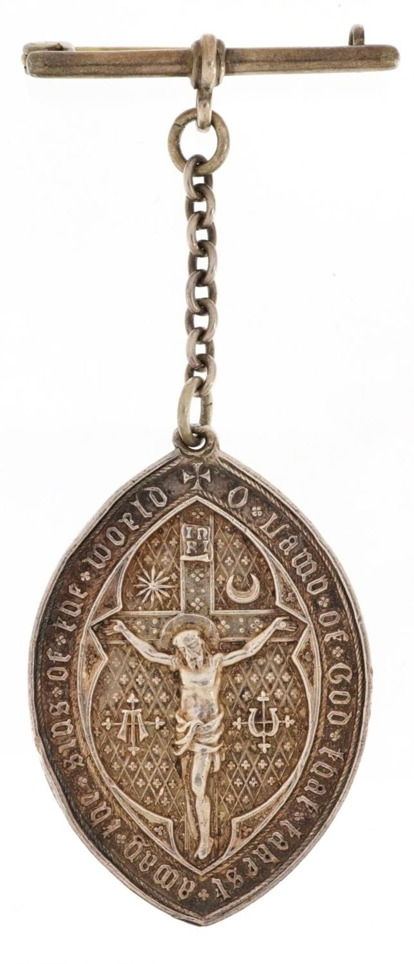 Victorian silver Catholic holy medal, Birmingham 1878, 8cm high, 21.9g : For further information - Bild 2 aus 5