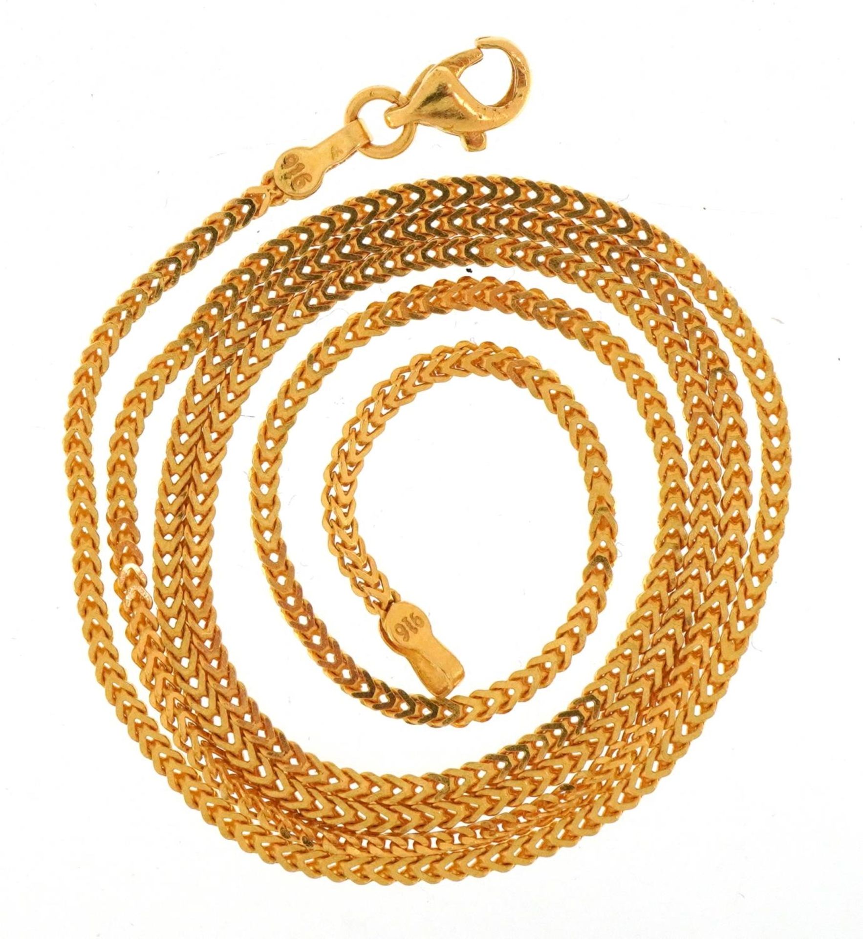 Turkish unmarked gold multi link necklace, tests as 22ct gold, 44.5cm in length, 4.9g : For - Bild 3 aus 3