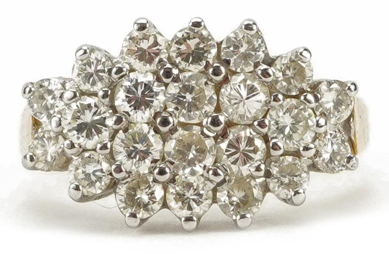 18ct gold diamond cluster ring, size M, 3.8g : For further information on this lot please visit