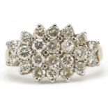 18ct gold diamond cluster ring, size M, 3.8g : For further information on this lot please visit