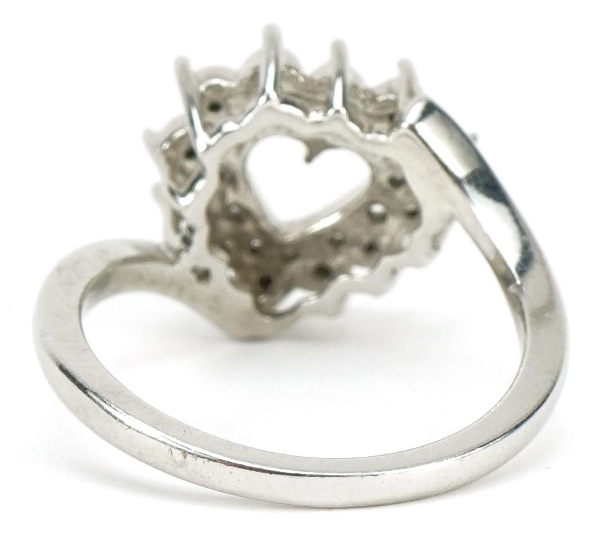 9ct white gold diamond love heart crossover ring, size N, 3.7g : For further information on this lot - Image 2 of 4