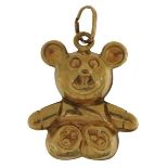 Unmarked gold teddy bear charm, 2.4cm high, 1.6g : For further information on this lot please