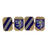 Pair of 9ct gold cufflinks with rampant lion crest, 1.6cm high, 6.5g : For further information on