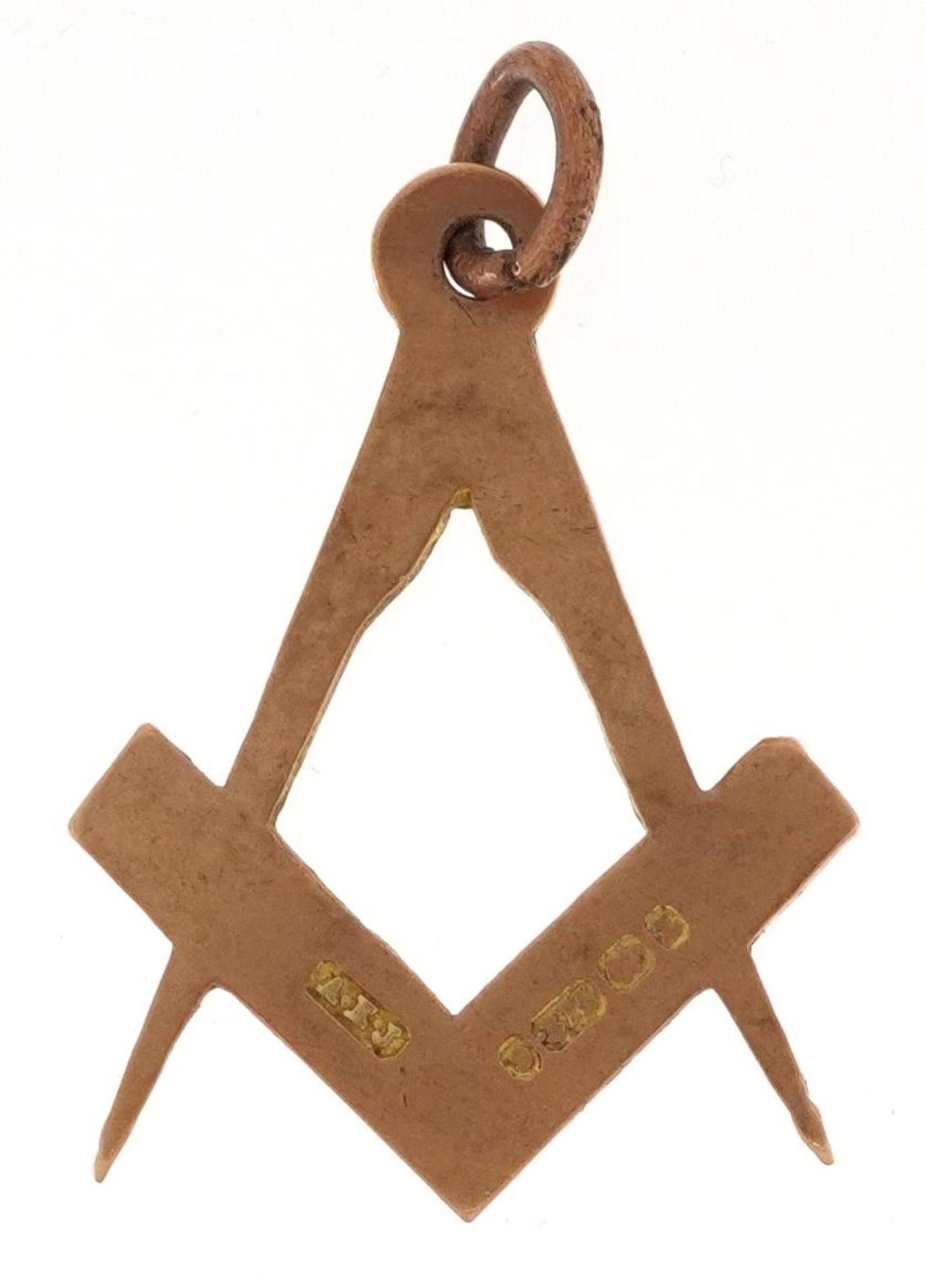 9ct gold masonic charm, 2.9cm high, 1.6g : For further information on this lot please visit - Image 2 of 3