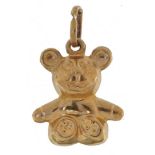Unmarked gold teddy bear charm, 1.5cm high, 0.5g : For further information on this lot please