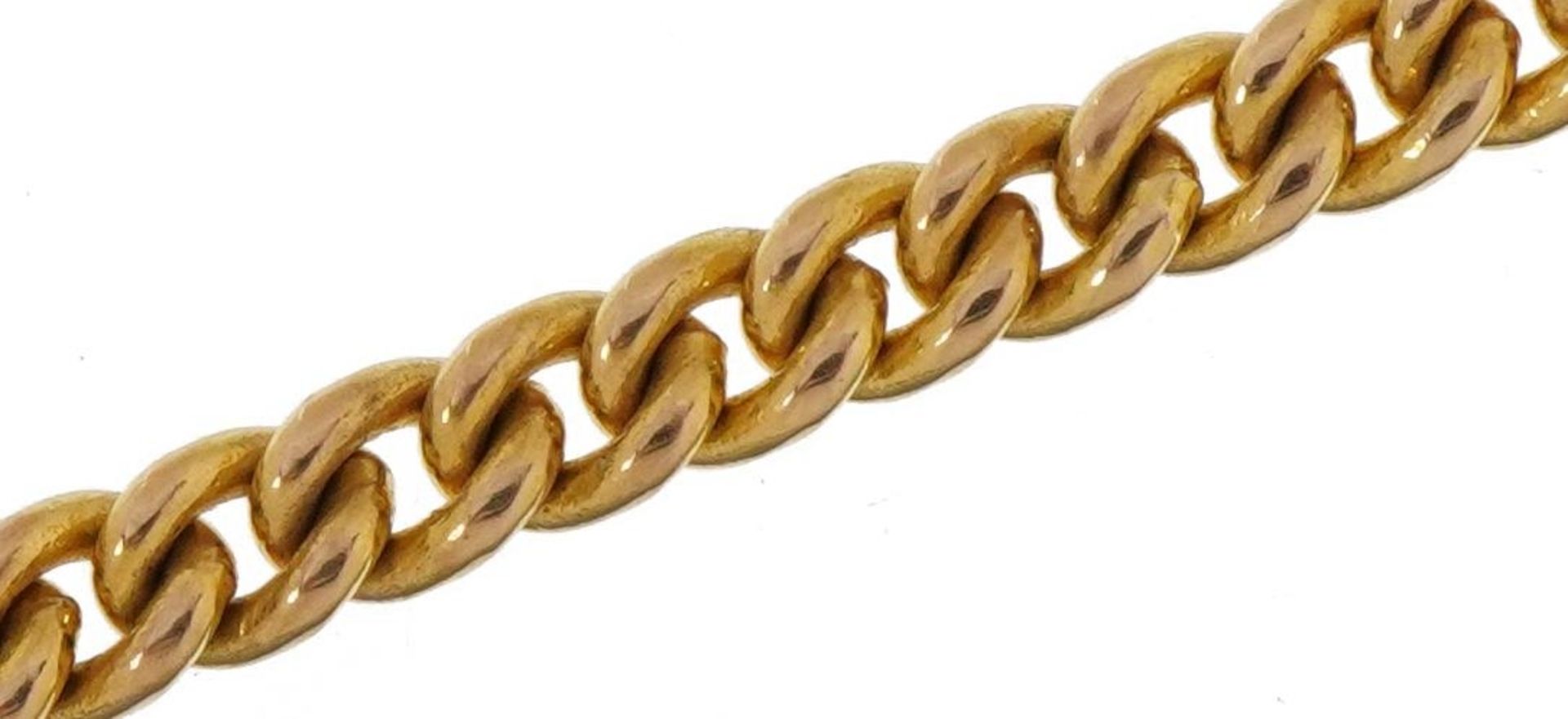 9ct gold curb link chain with 9ct gold jewellery clasp, 19cm in length, total 8.4g : For further