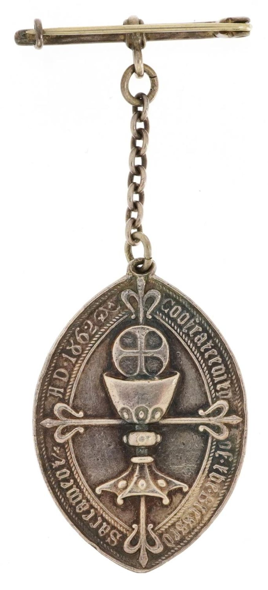 Victorian silver Catholic holy medal, Birmingham 1878, 8cm high, 21.9g : For further information - Bild 3 aus 5