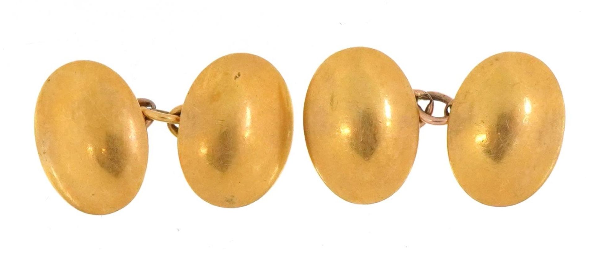 Pair of 22ct gold oval cufflinks, 1.6cm high, 9.3g : For further information on this lot please
