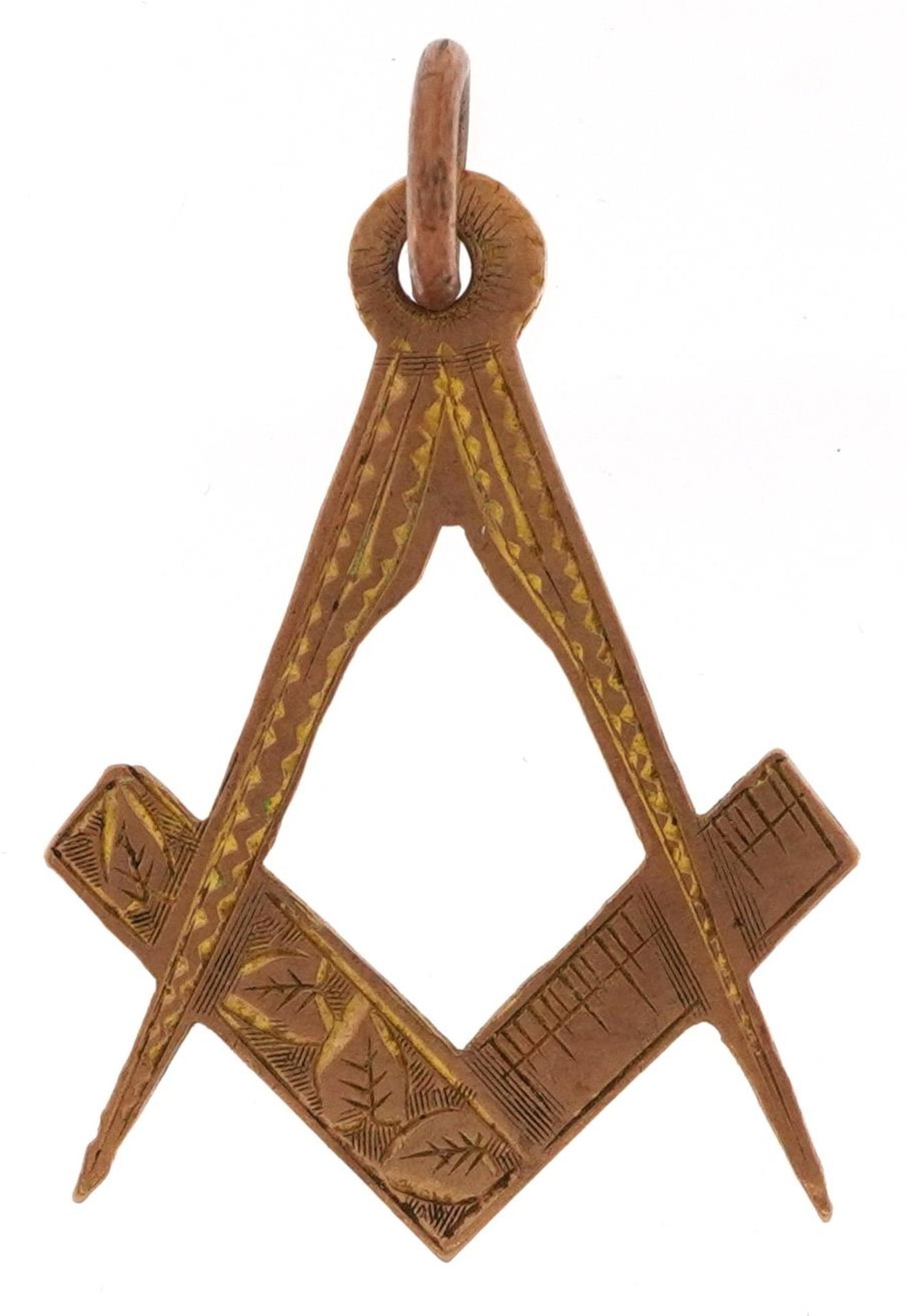 9ct gold masonic charm, 2.9cm high, 1.6g : For further information on this lot please visit