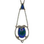 Charles Horner, Art Nouveau silver and enamel necklace, 36cm in length, 8.4g : For further