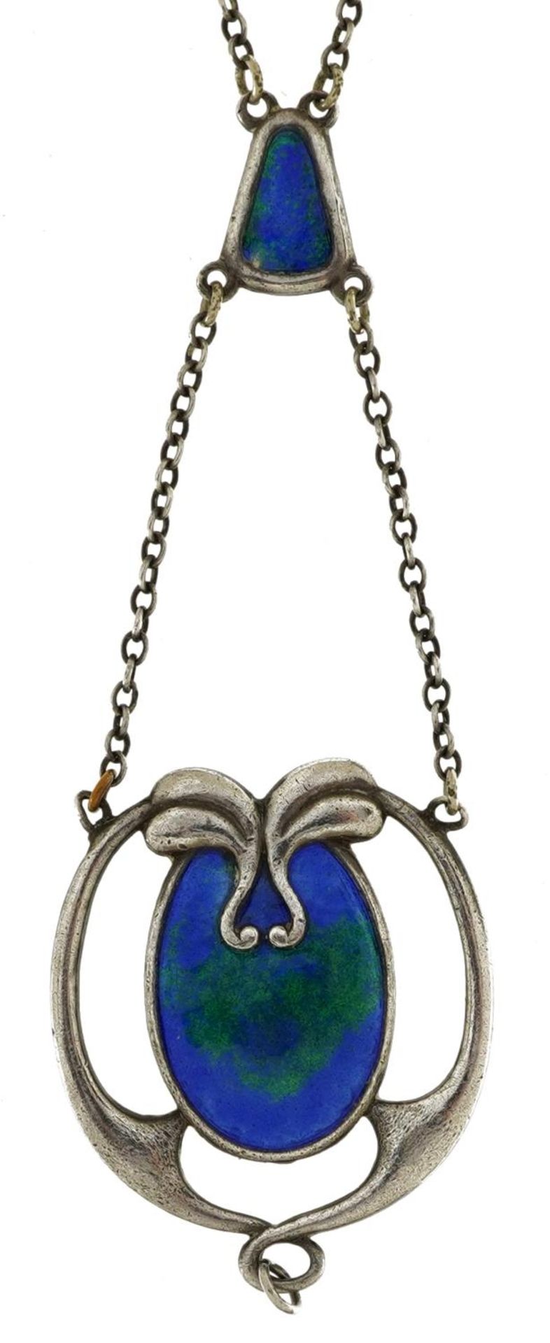 Charles Horner, Art Nouveau silver and enamel necklace, 36cm in length, 8.4g : For further