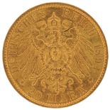 German States Wilhelm II 1894 twenty mark gold coin - this lot is sold without buyer’s premium : For