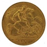 George V 1911 gold half sovereign - this lot is sold without buyer’s premium : For further