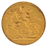 Edward VII 1910 gold sovereign - this lot is sold without buyer’s premium : For further