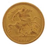 George V 1912 gold half sovereign - this lot is sold without buyer’s premium : For further