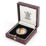 Elizabeth II 1996 gold proof sovereign with fitted case and certificate numbered 4408 - this lot