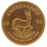 South Africa 1974 one ounce gold krugerrand - this lot is sold without buyer’s premium : For further