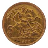 George V 1913 gold half sovereign - this lot is sold without buyer’s premium : For further