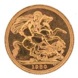 Elizabeth II 1980 gold sovereign - this lot is sold without buyer’s premium : For further