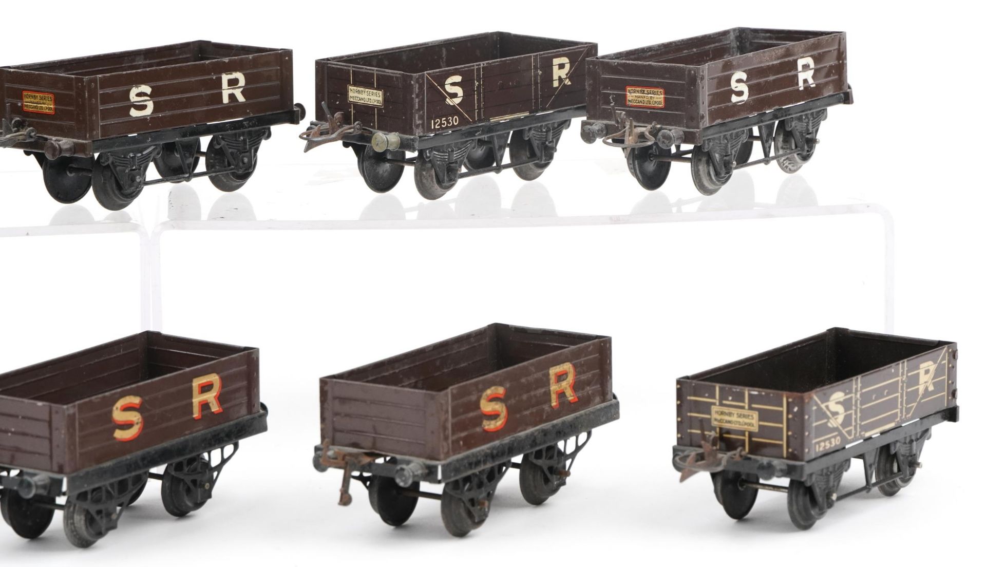 Ten Hornby O gauge tinplate model railway Southern Rail wagons - Image 3 of 3