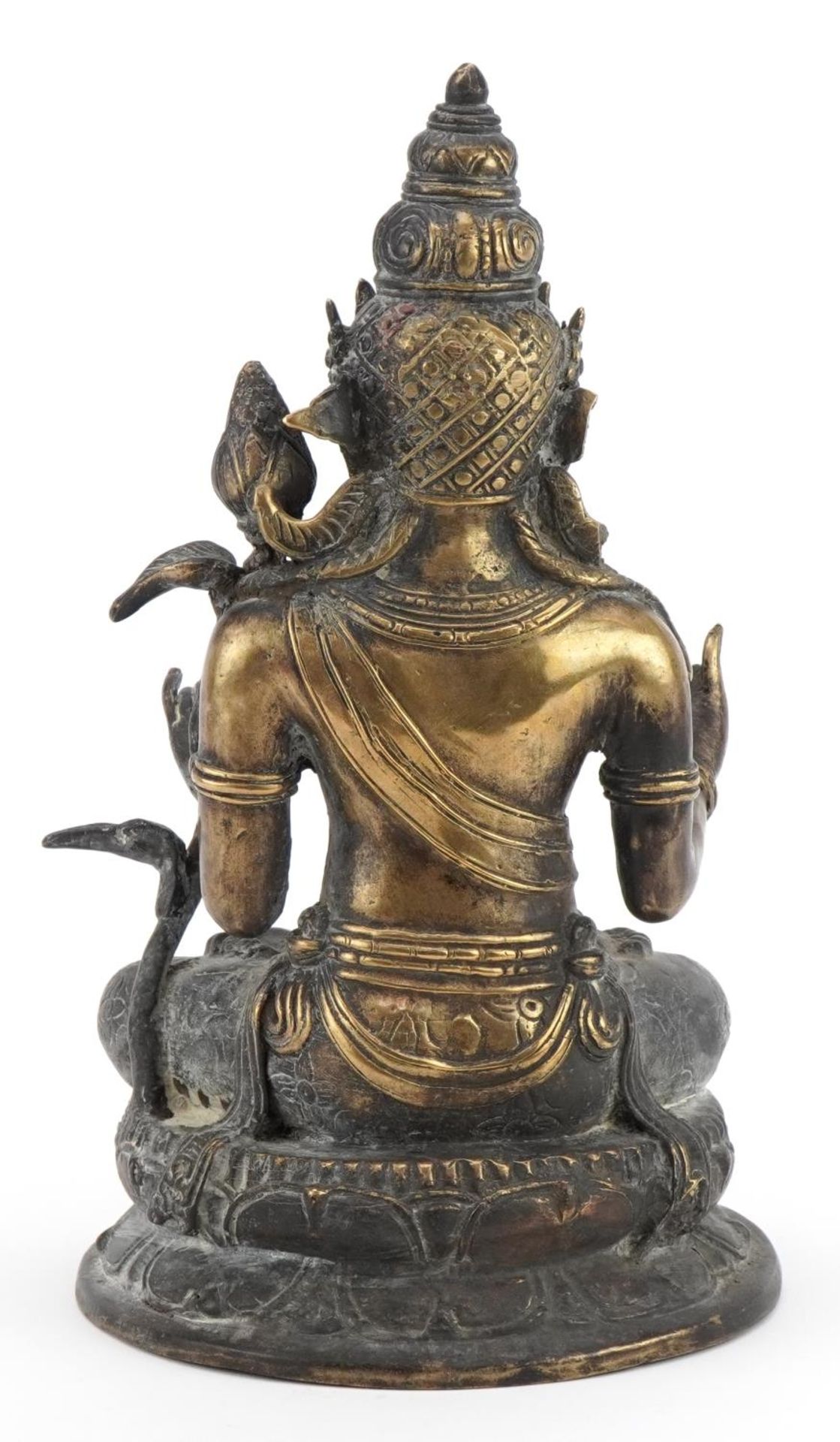 Chino Tibetan patinated bronze figure of seated Buddha, 29cm high - Image 5 of 12