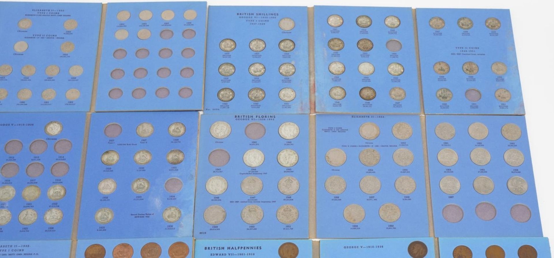 Twelve Great Britain coin albums with various coins, some pre 1947 including half crowns, shillings, - Image 3 of 5