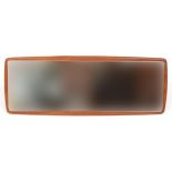 Mid century teak wall mirror, 96cm x 35cm