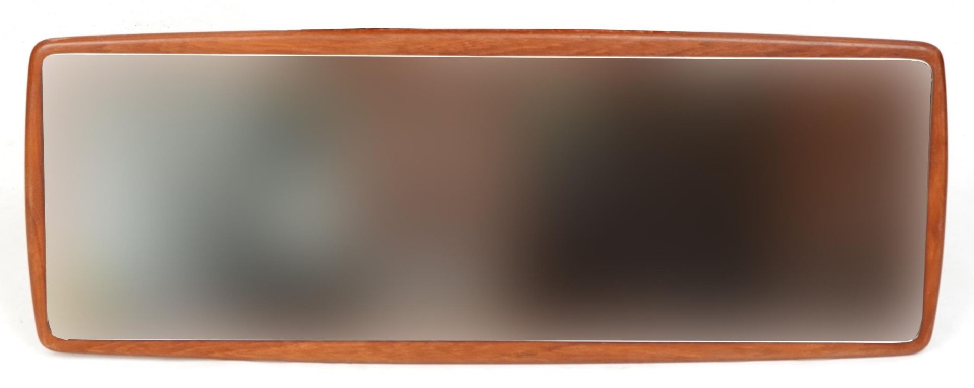 Mid century teak wall mirror, 96cm x 35cm