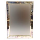 Large rectangular wall mirror with gilt metal frame and mosaic border, 105.5cm x 75cm