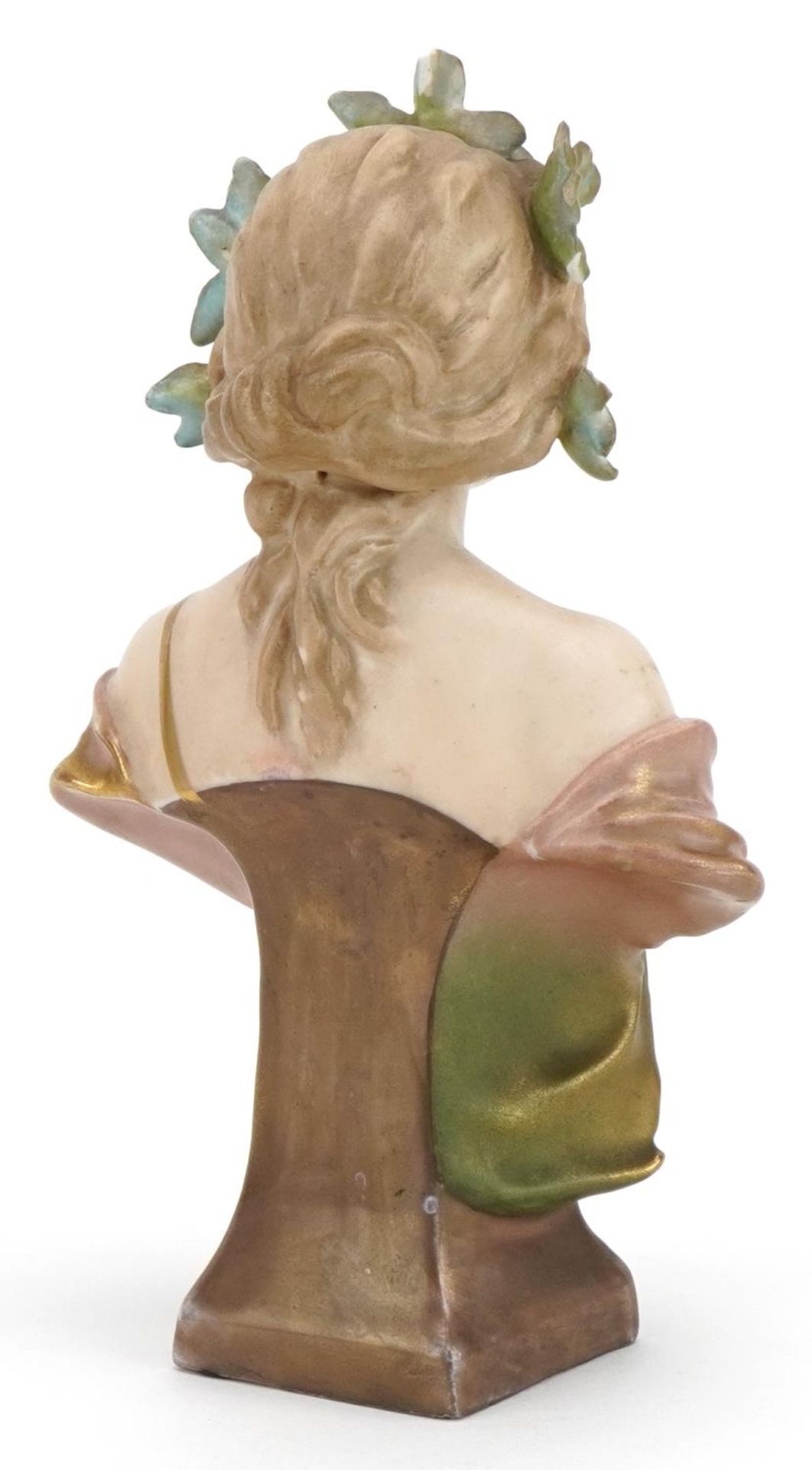 Royal Vienna, Austrian Art Nouveau porcelain bust of a maiden with floral garland, numbered 4592 - Image 3 of 6