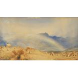 Henry Clarence Whaite 1883 - Mountainous landscape with rainbow and hayricks, 19th century