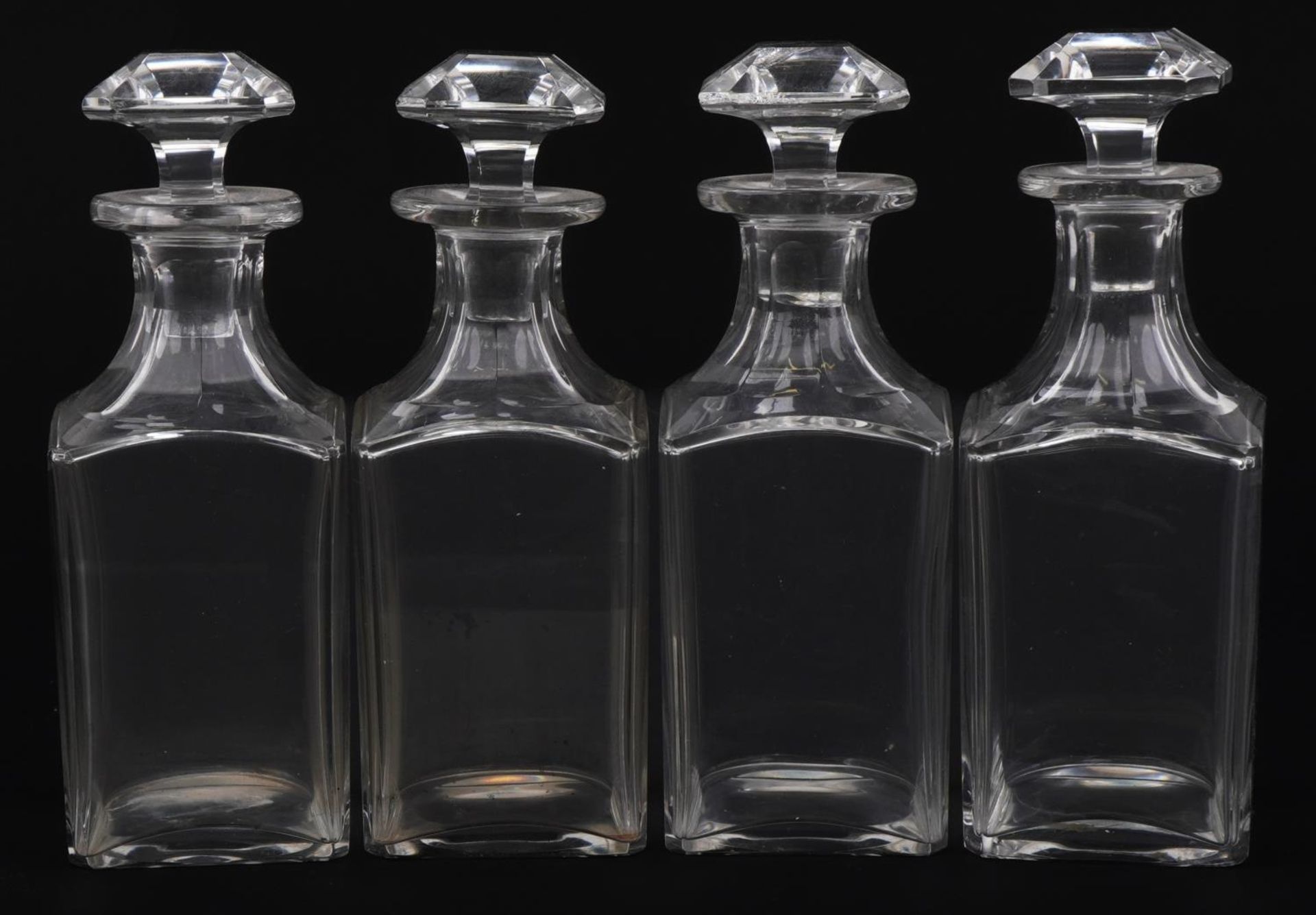 Set of four antique square glass decanters with stoppers, 20cm high - Image 2 of 3
