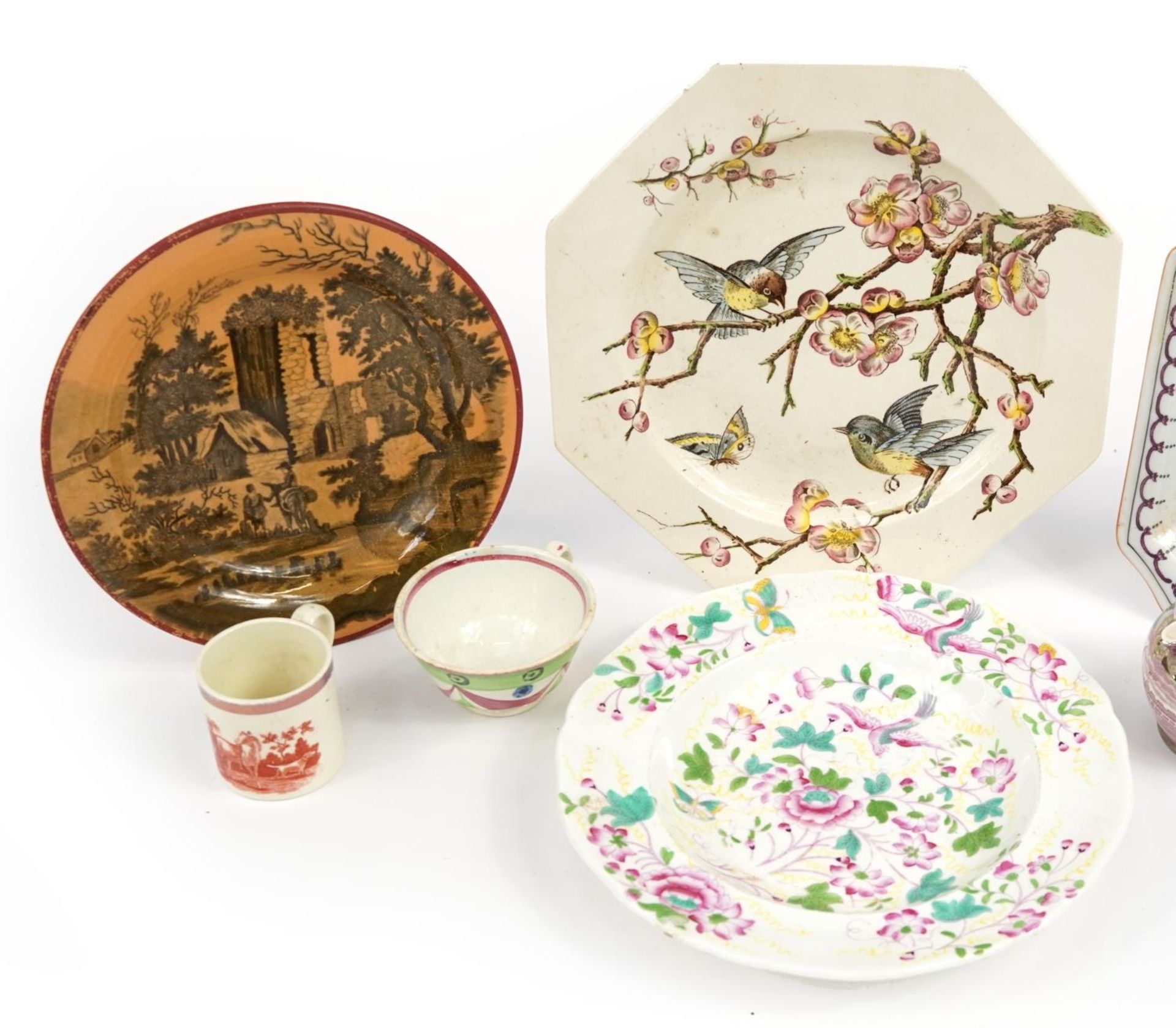 Victorian and later ceramics including Eton aesthetic plate decorated with birds amongst flowers and - Image 2 of 3