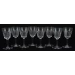 Set of eight good quality cut glass cordial glasses, each 12cm high