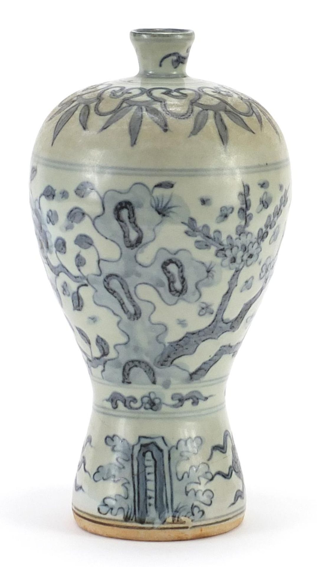 Chinese blue and white porcelain Meiping vase hand painted with birds amongst flowers, 26cm high - Image 2 of 3