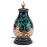 Moorcroft pottery baluster table lamp hand painted in the Mamoura pattern, 26.5cm high